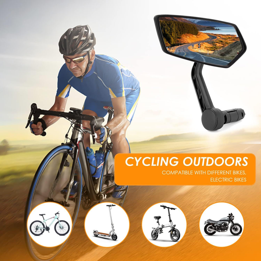 Arkham Bike Mirror for 0.59-0.65" Diameter Handlebar HD Bar End Bicycle Mirror Auto-Grade Glass fits Thickened Automotive Grade Glass for Handlebar E-Bike (Pentagonal Pair)