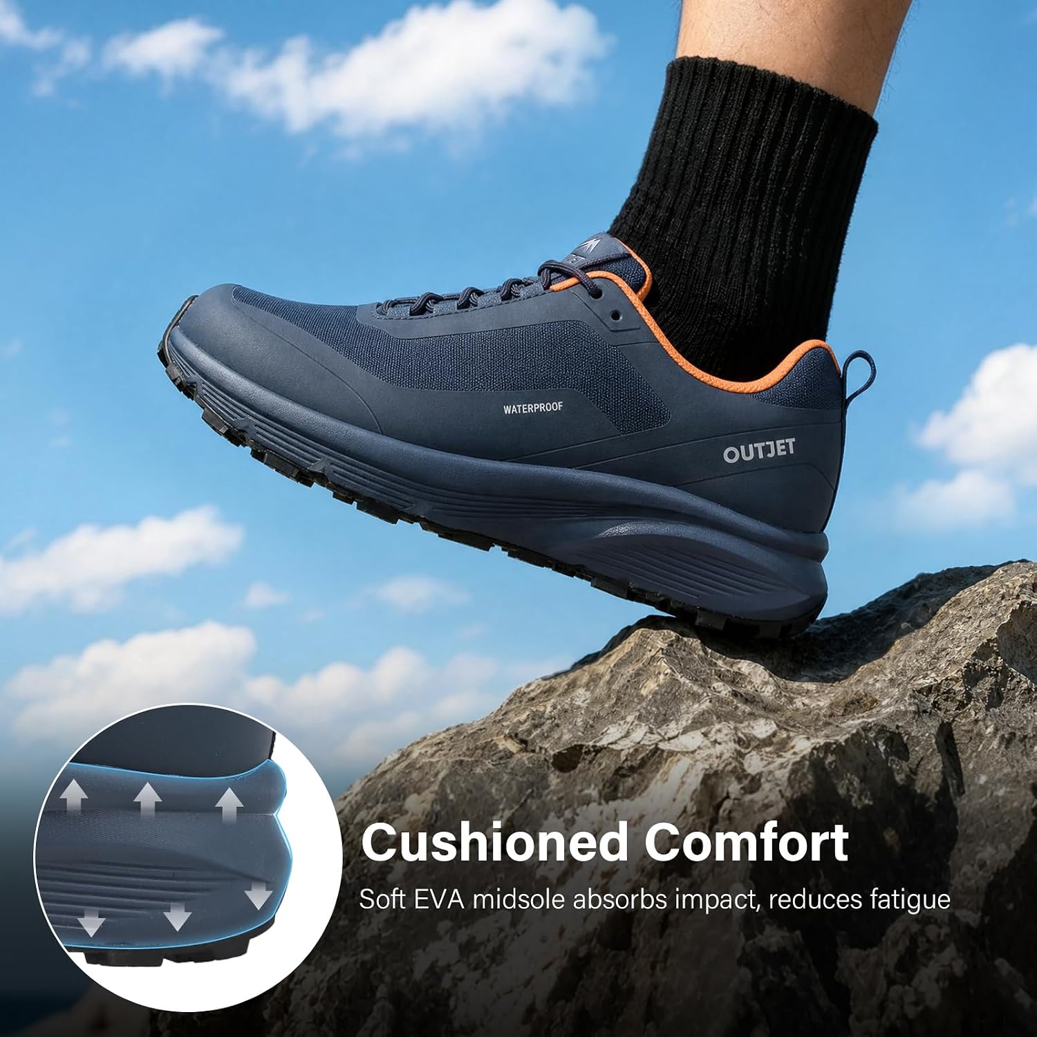 Men's Waterproof Hiking Shoes Lightweight Breathable Anti Slip Outdoor Shoes