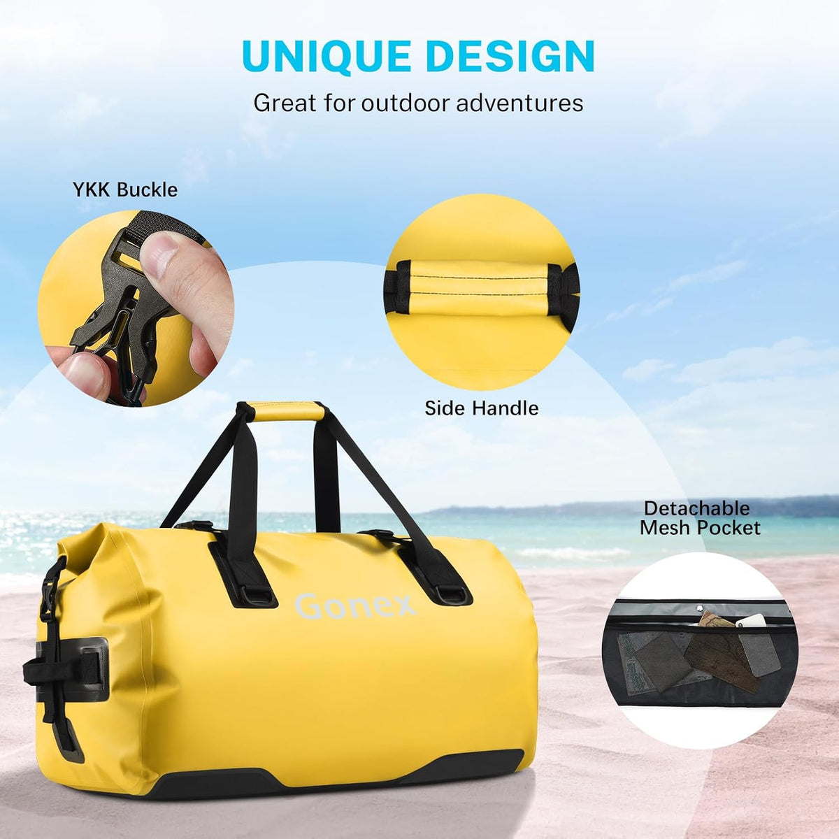 Gonex Waterproof Duffel Bag, 40L/60L/80L Roll-Top Travel Kayaking Dry Bag