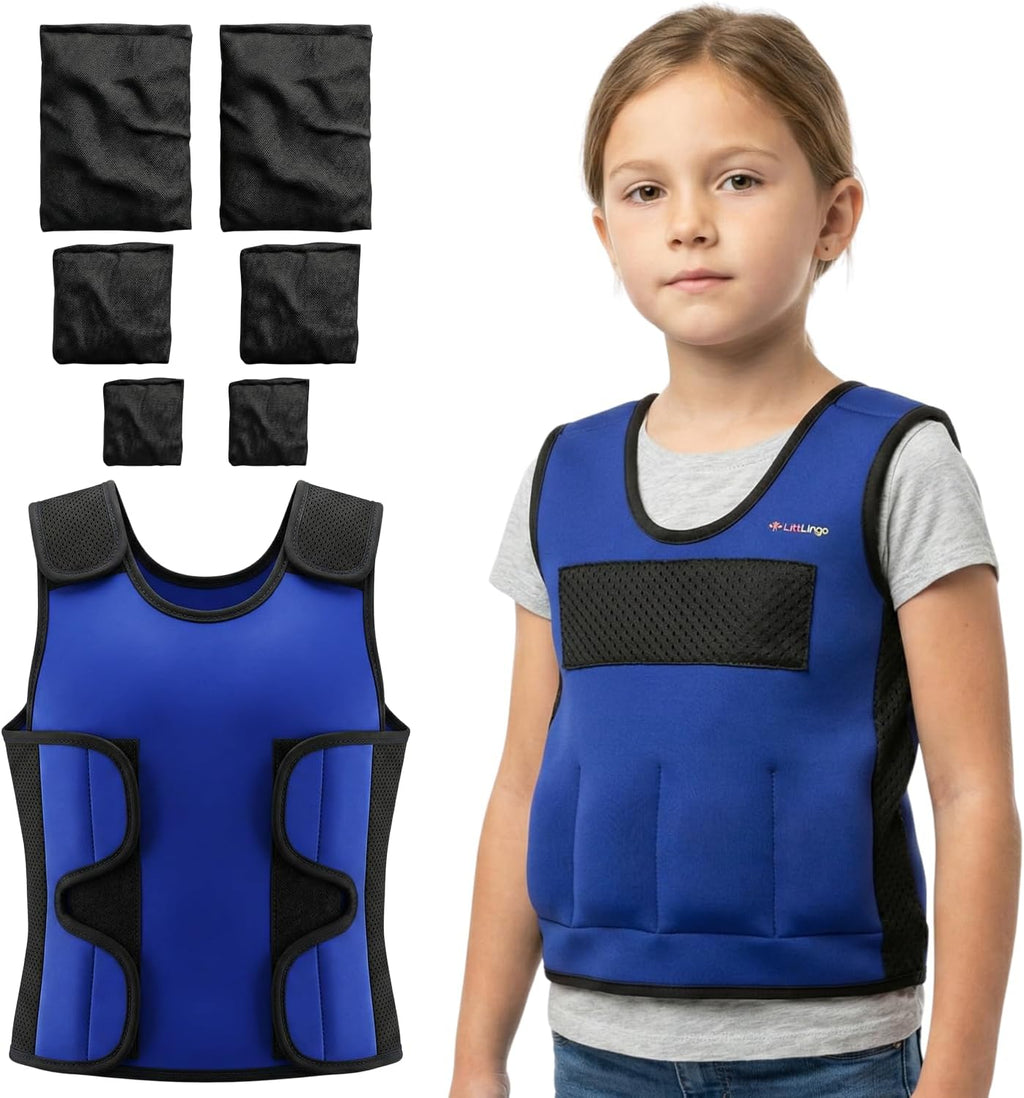 Weighted Vest for kids with Adjustable Weights, Compression Vest for Kids & Toddlers, Removable Metal Beads, Breathable Mesh and 6 Pockets