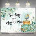 Wedding Travel Theme Photography Background Adventure Awaits Baby Shower Party Decorations Backdrop Traveling from Miss to Mrs Background Greenery Green Leaves Bridal Shower Backdrop (7X5FT)