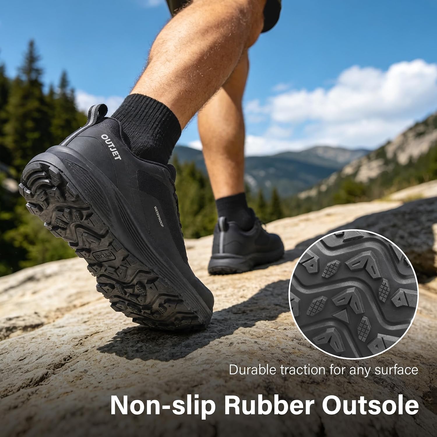 Men's Waterproof Hiking Shoes Lightweight Breathable Anti Slip Outdoor Shoes