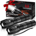 Victoper LED Flashlight 2 Pack, Bright Tactical Torch High Lumens 5 Modes, Waterproof Zoomable Flash Light for Outdoor, Birthday Gifts for Men, Dorm Room Hiking Camping Essentials Gear for Guys