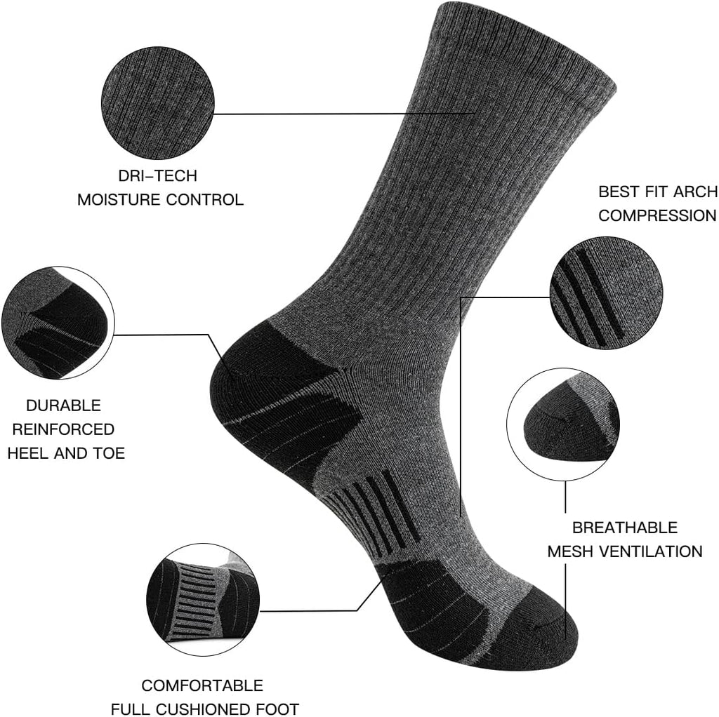 JOYNÉE 8 Pairs Mens Athletic Crew Socks Cushion Running Work Breathable Outdoor Socks for Men