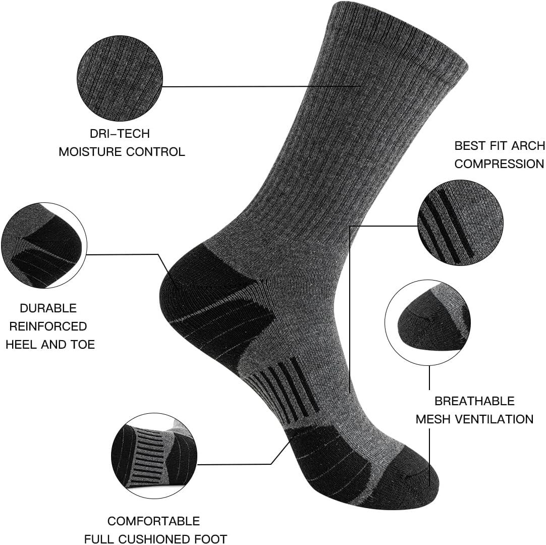 JOYNÉE 8 Pairs Mens Athletic Crew Socks Cushion Running Work Breathable Outdoor Socks for Men