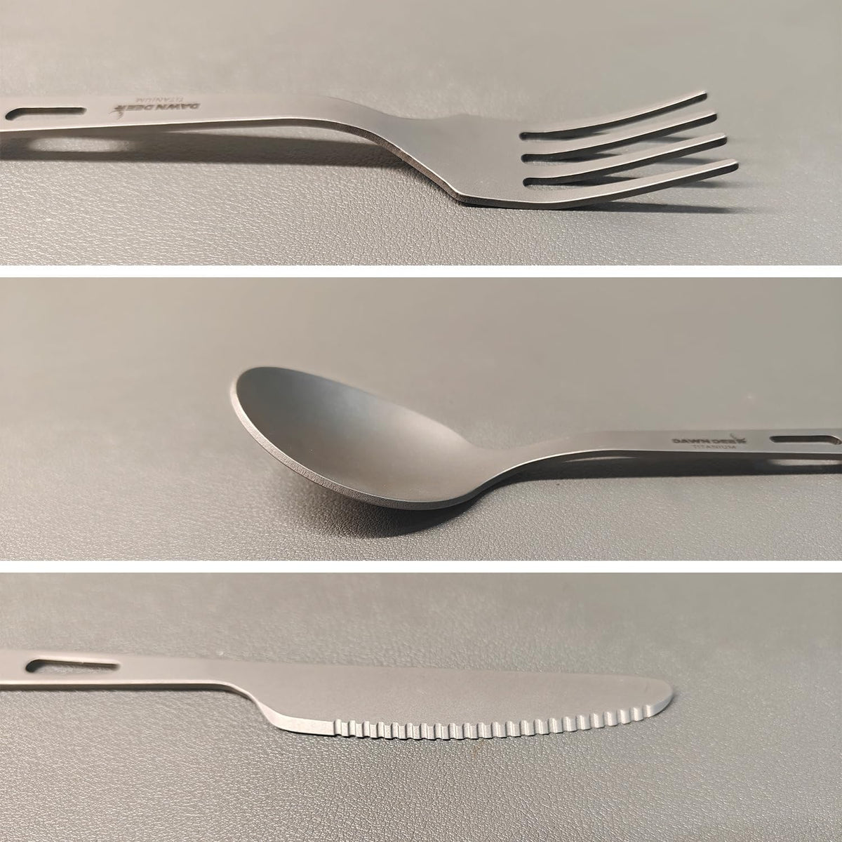 Titanium Fork Spoon Knife Set - Camping Tongs | Ultralight Backpacking Utensils, Travel Cutlery Set, Heat-Resistant & Rustproof, Hiking Survival Gear (Knife+ Fork+ Spoon)