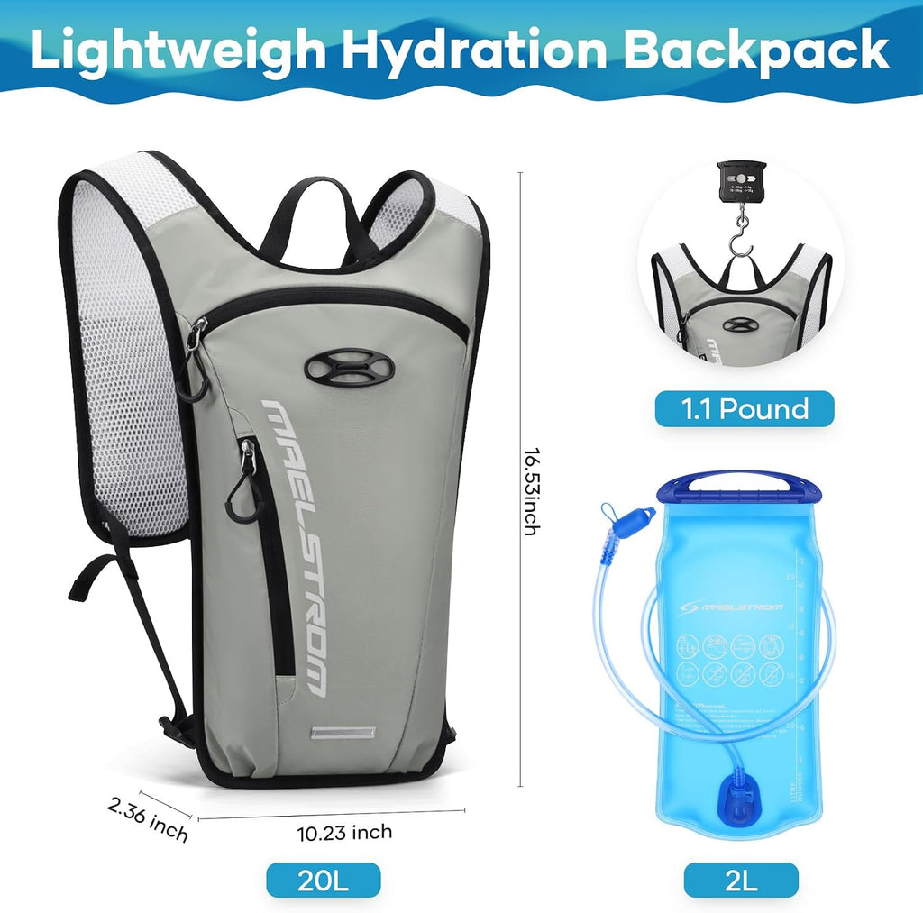 Maelstrom Hydration Backpack with 2L Water Bladder,Lightweight Running Vest