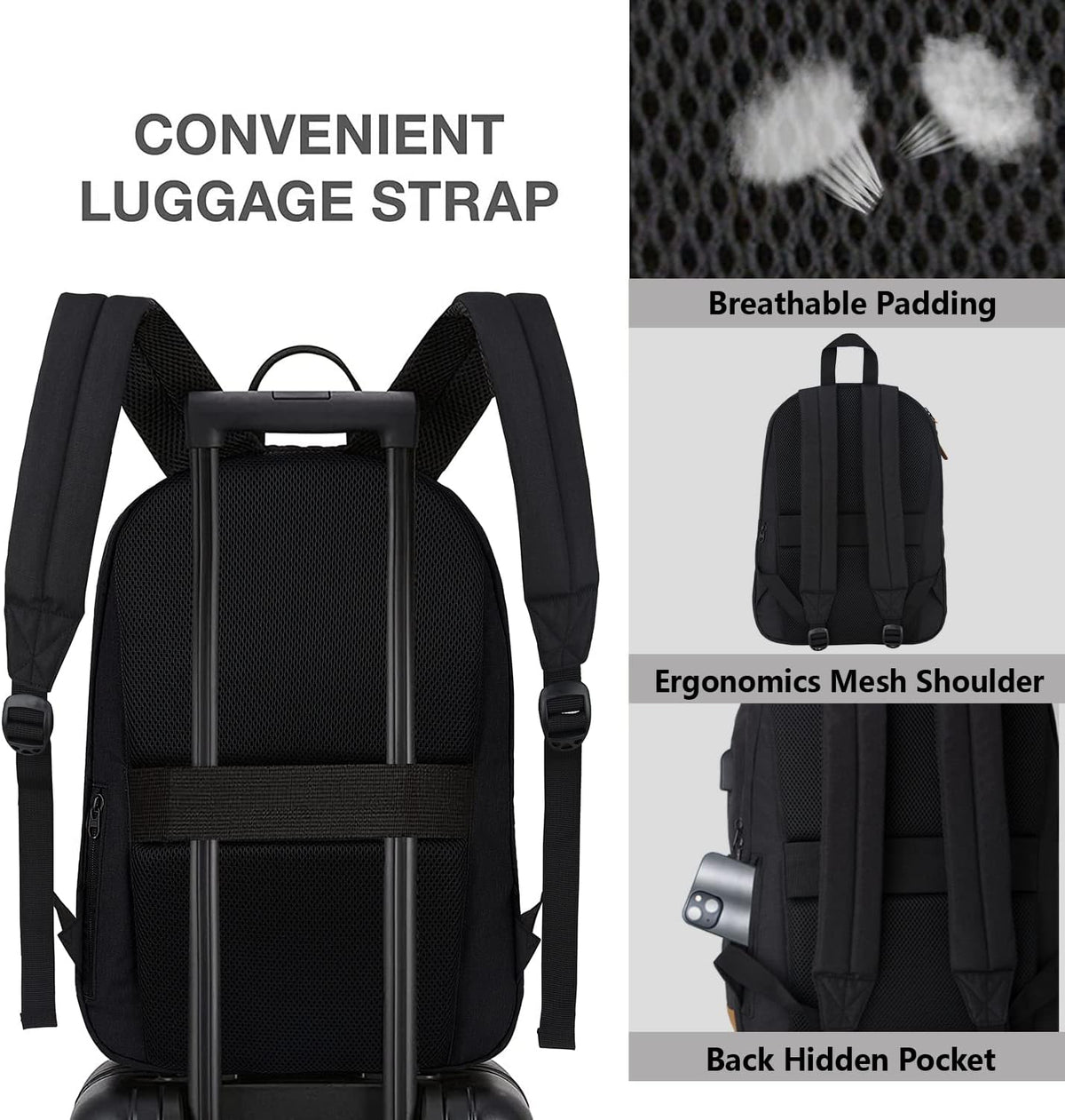 SUPACOOL Large Laptop Backpack with USB Charging Port for Men and Women