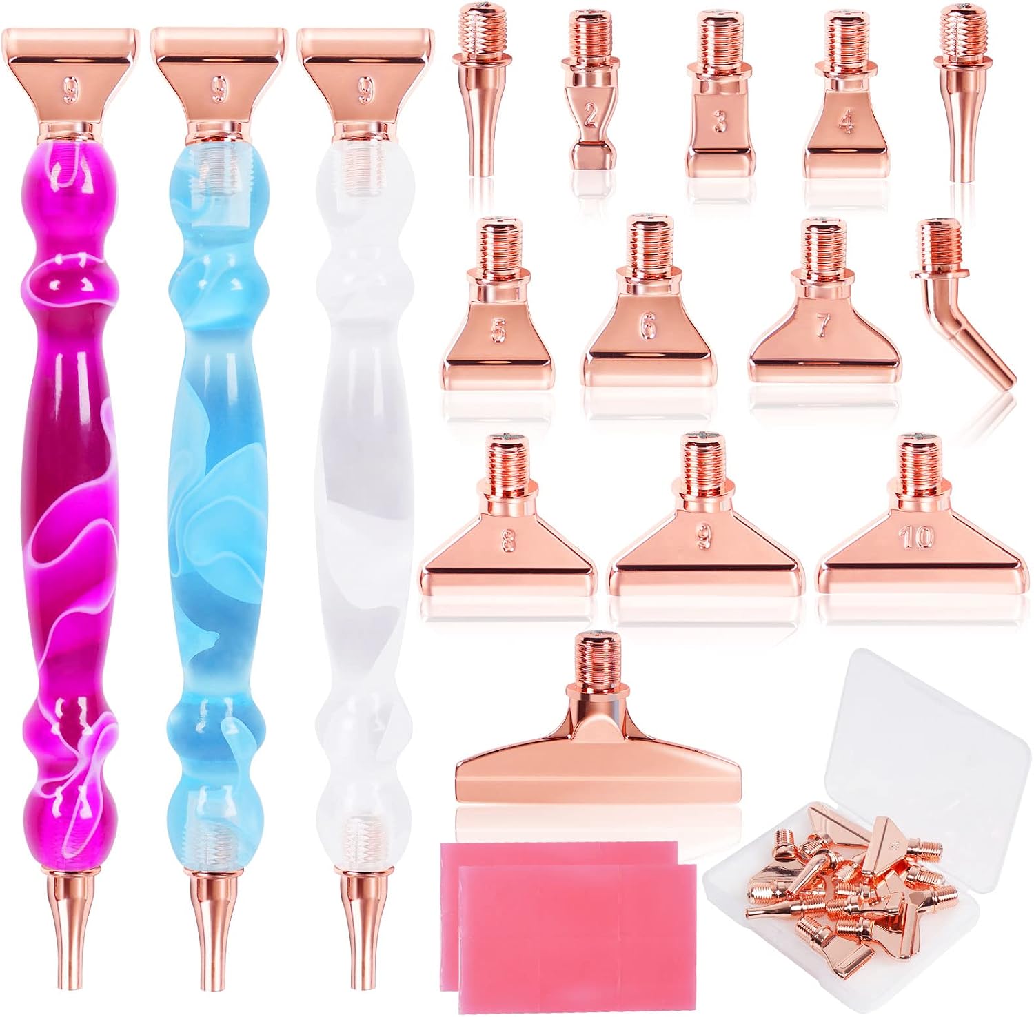 29pcs 5D Diamond Painting Pens Kit, 13 PCS Metal Screw Thread Tips for Diamond Art Tools Accessories,12 Painting Wax, 3 Resin Art Pens, Multi Placer Tips for DIY Crafts(PBGS)