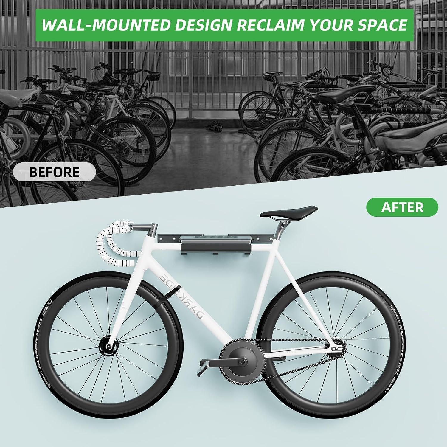 Bike Wall Mount Rack with Shelf and Hooks Saving space