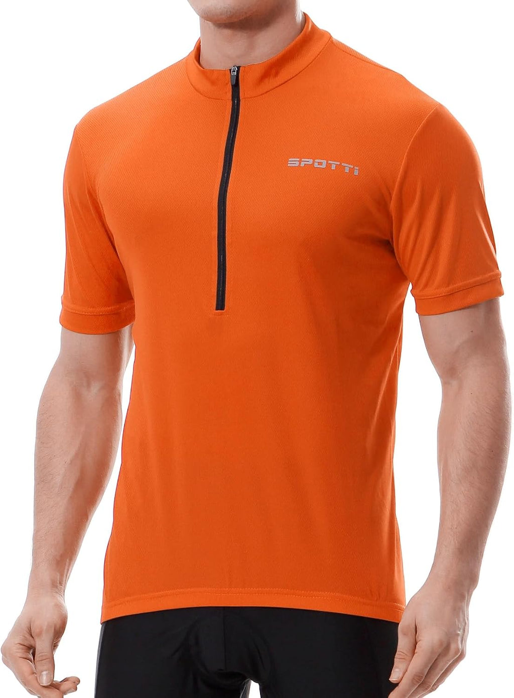 Spotti Men's Cycling Jersey Short Sleeve Half-Zip Bike Shirt, 4 Pockets