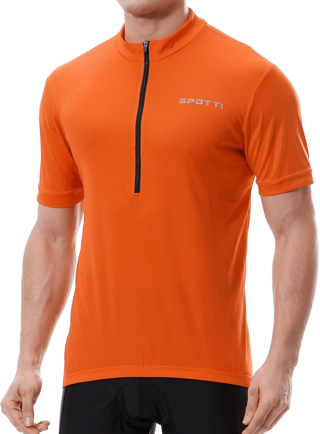 Spotti Men's Cycling Jersey Short Sleeve Half-Zip Bike Shirt, 4 Pockets