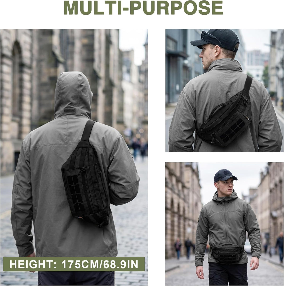 Mardingtop Tactical Fanny Pack for Men Military Crossbody Waist Belt Hip Bag for Outdoor Travel,Hiking,Running,Walking,Fishing,EDC