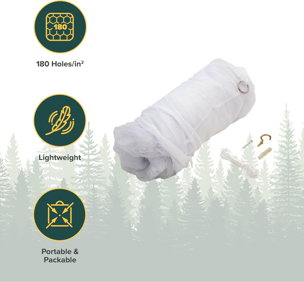 Coghlan's Hiker's Rectangular Mosquito Net – Lightweight Mesh Shelter for Camping, Backpacking, and Outdoor Insect Protection – Includes Corner Rings and Carry Bag – 79”H x 83”L x 57”W