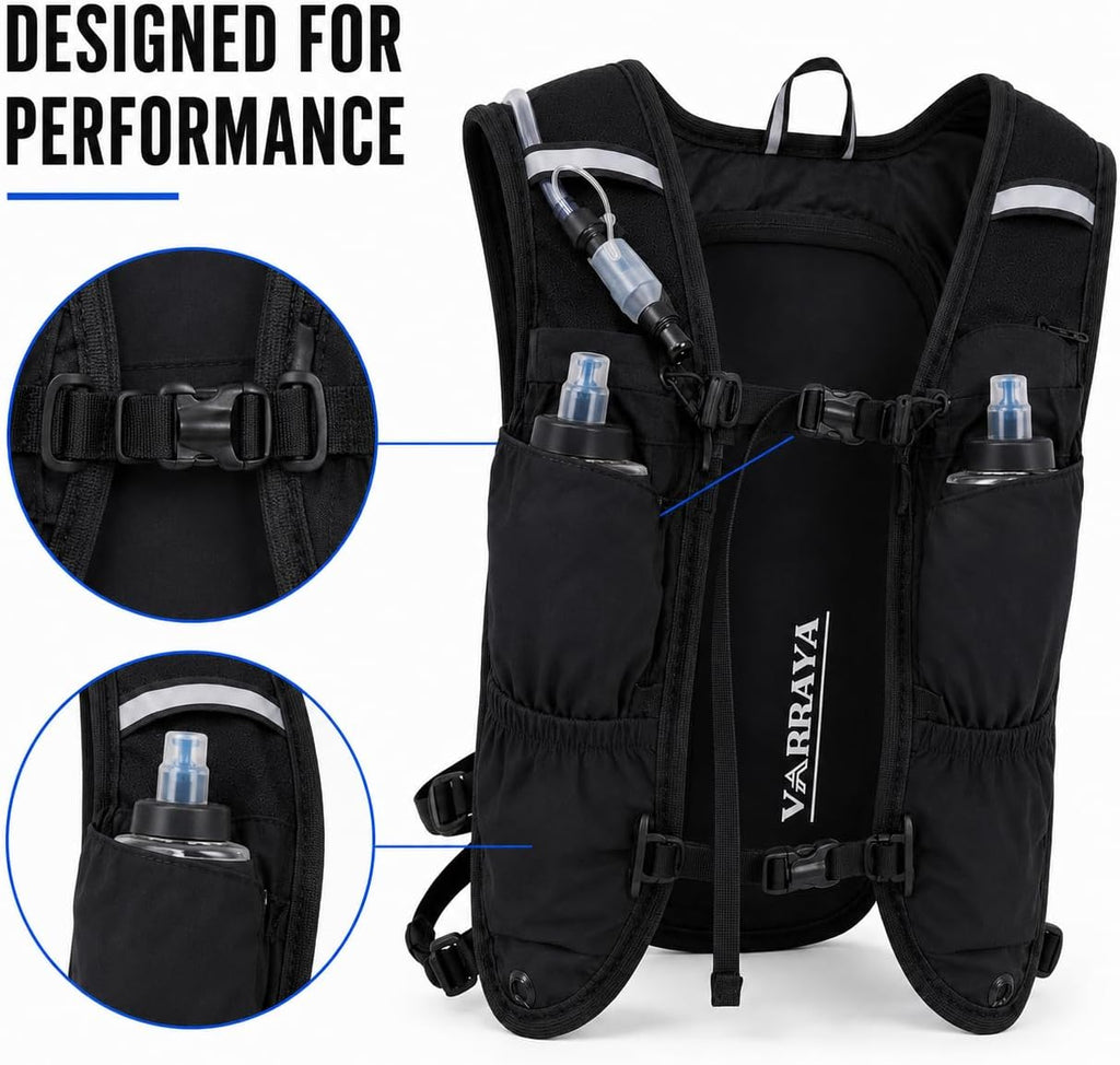 Hydration Running Backpack Vest with 1.5L Water Bladder & 2 Soft Flasks