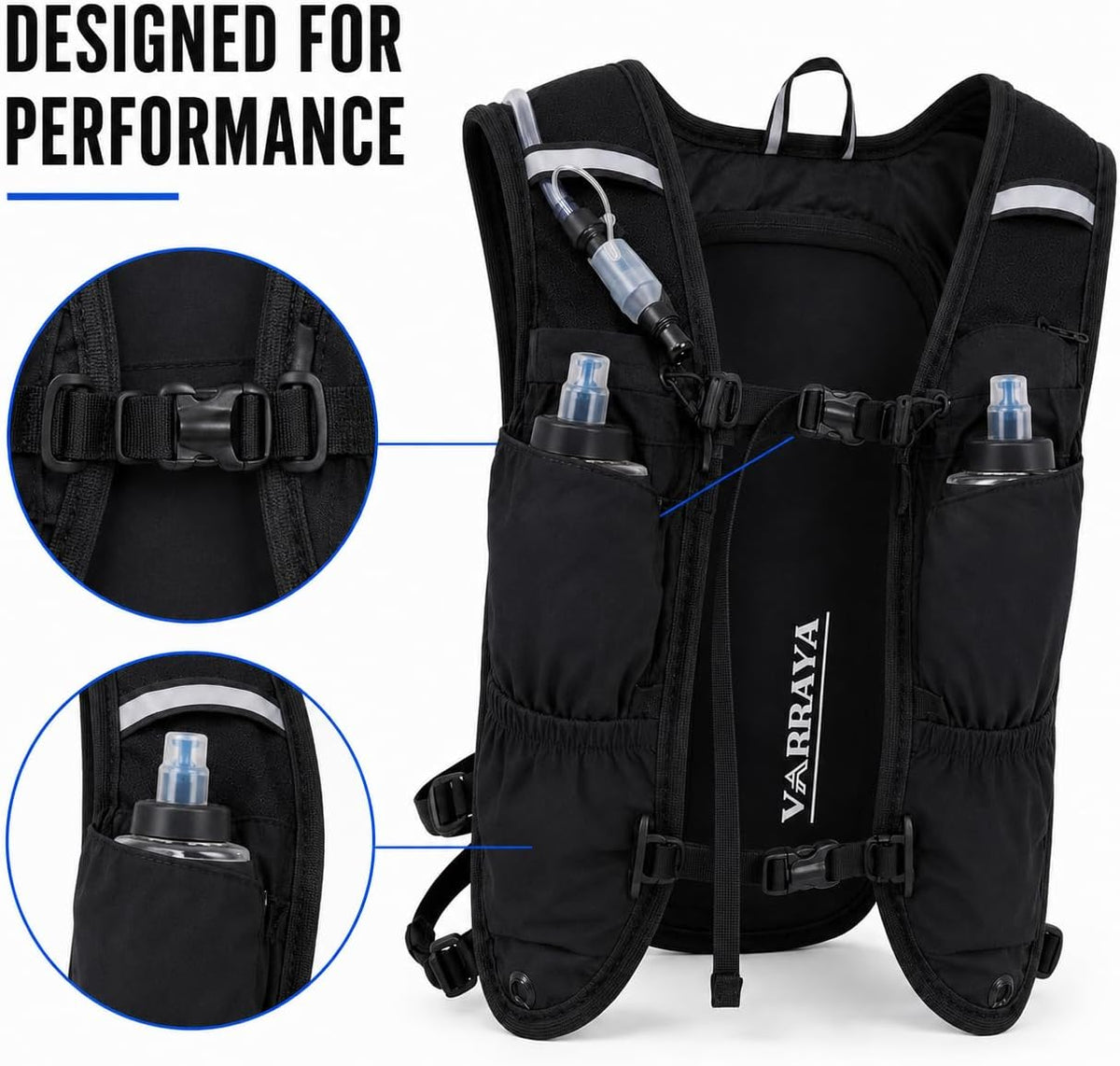 Hydration Running Backpack Vest with 1.5L Water Bladder & 2 Soft Flasks