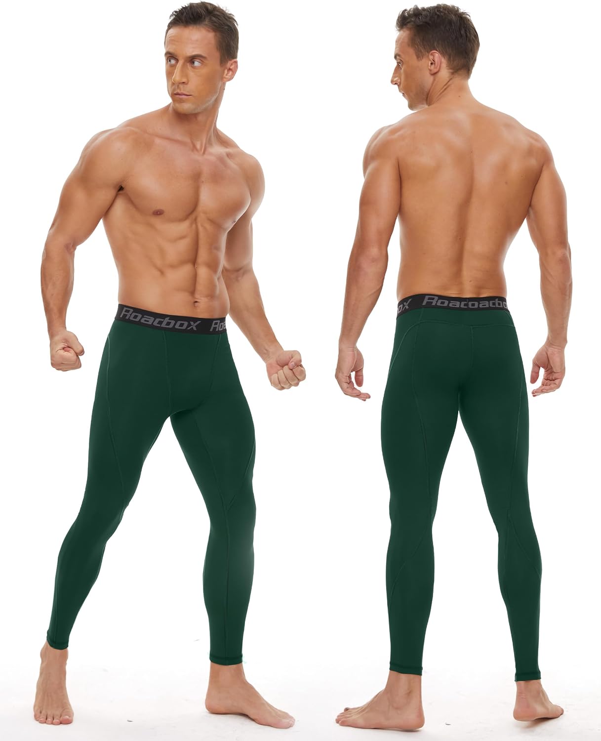 Roadbox 3 Pack Compression Pants Men, Performance Running Workout Leggings