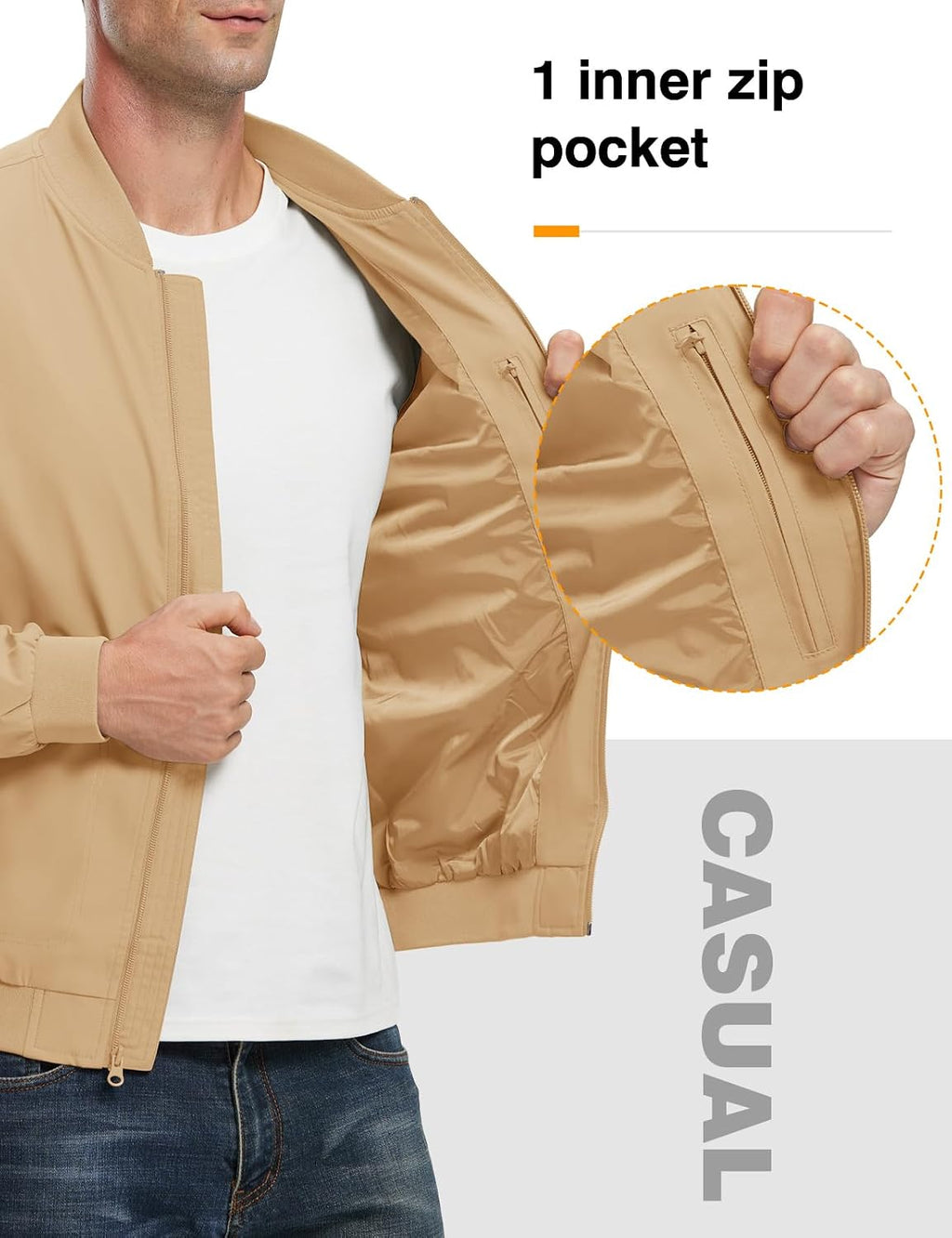 TBMPOY Men's Lightweight Jackets Casual Dress Golf Bomber Windbreaker Fall