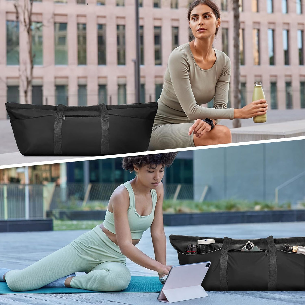 sportsnew Large Yoga Mat Bag Trolley Sleeve Gym Carrier Shoe Bag Wet Pocket