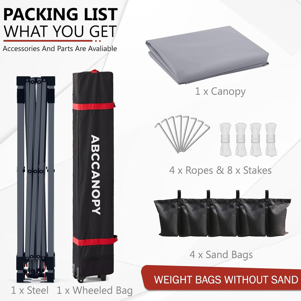 ABCCANOPY 8x8 Pop up Canopy Tent Instant Outdoor Shelter, Gray