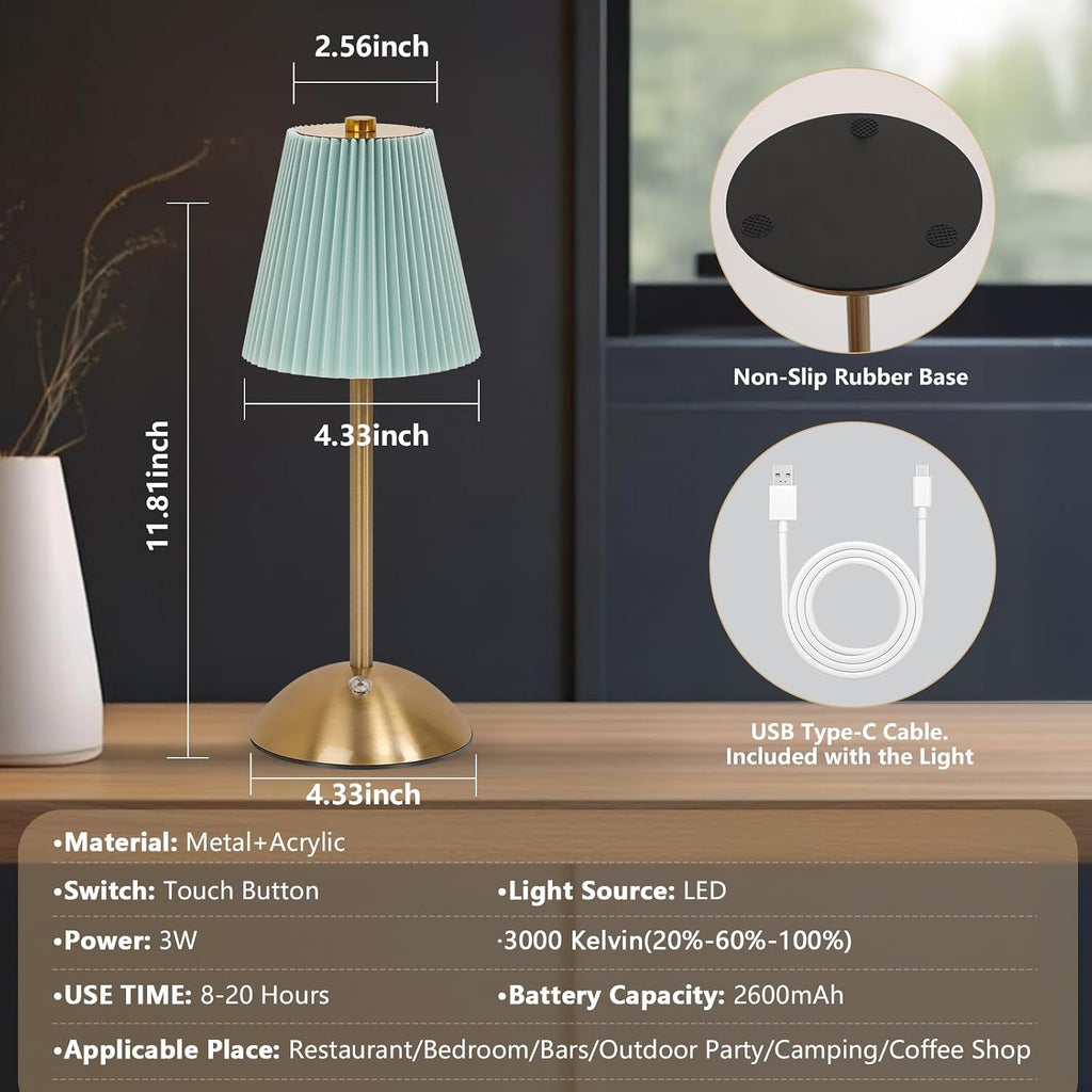 Table Lamps , Small Gold Table Lamp 12 Inch for Girl's Bedroom Cute Coquette Table Lamp with Fabric Shade Modern Decorative Bedside Light Small Princess Desk Lighting Boho Living Room (baby blue)