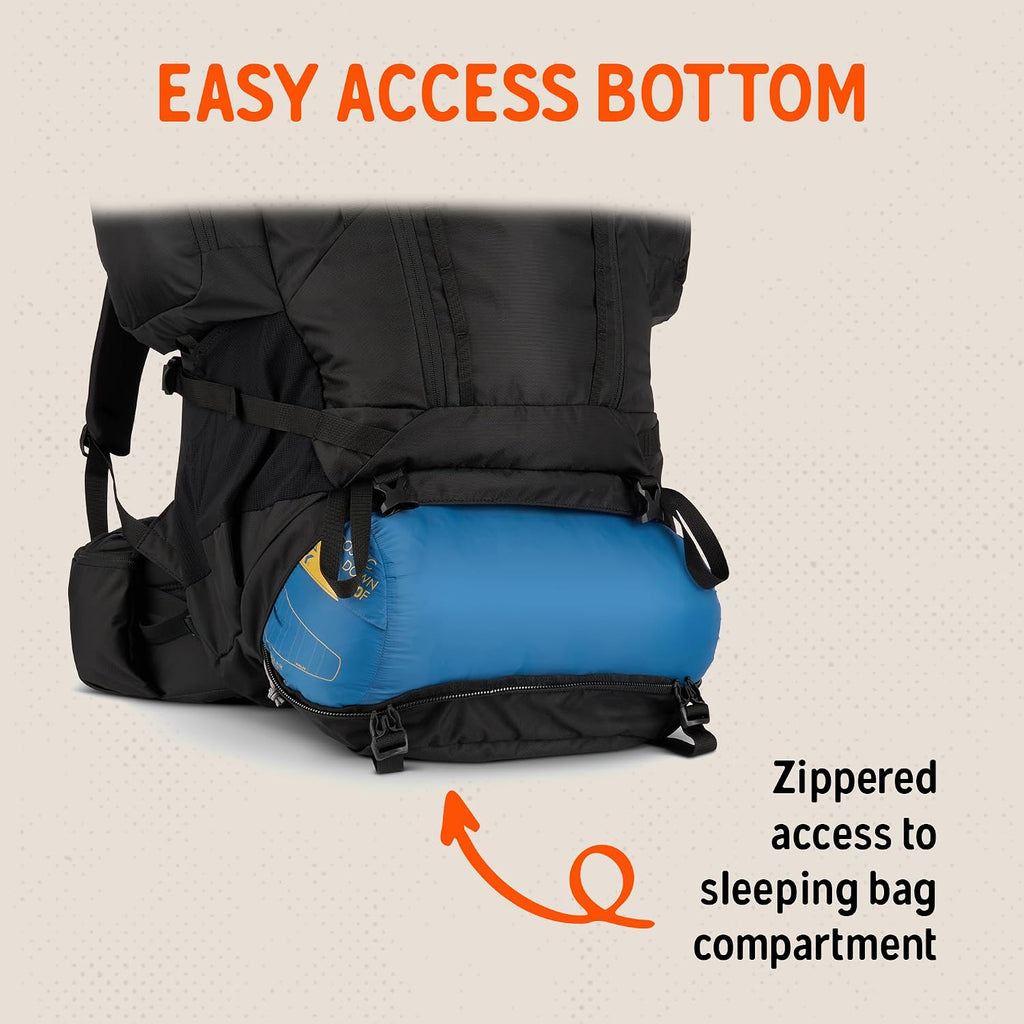 Kelty Coyote 60-105 Liter Internal Frame Backpack - Hiking, Backpacking, Travel, Adjustable Torso (65L / Black)