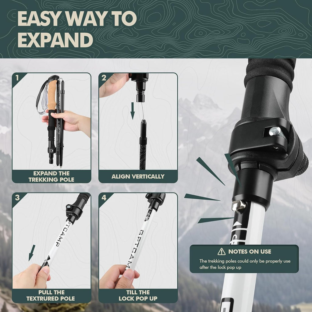 GPTCAMP Folding Trekking Poles 7075 Aluminum Lightweight for Travel