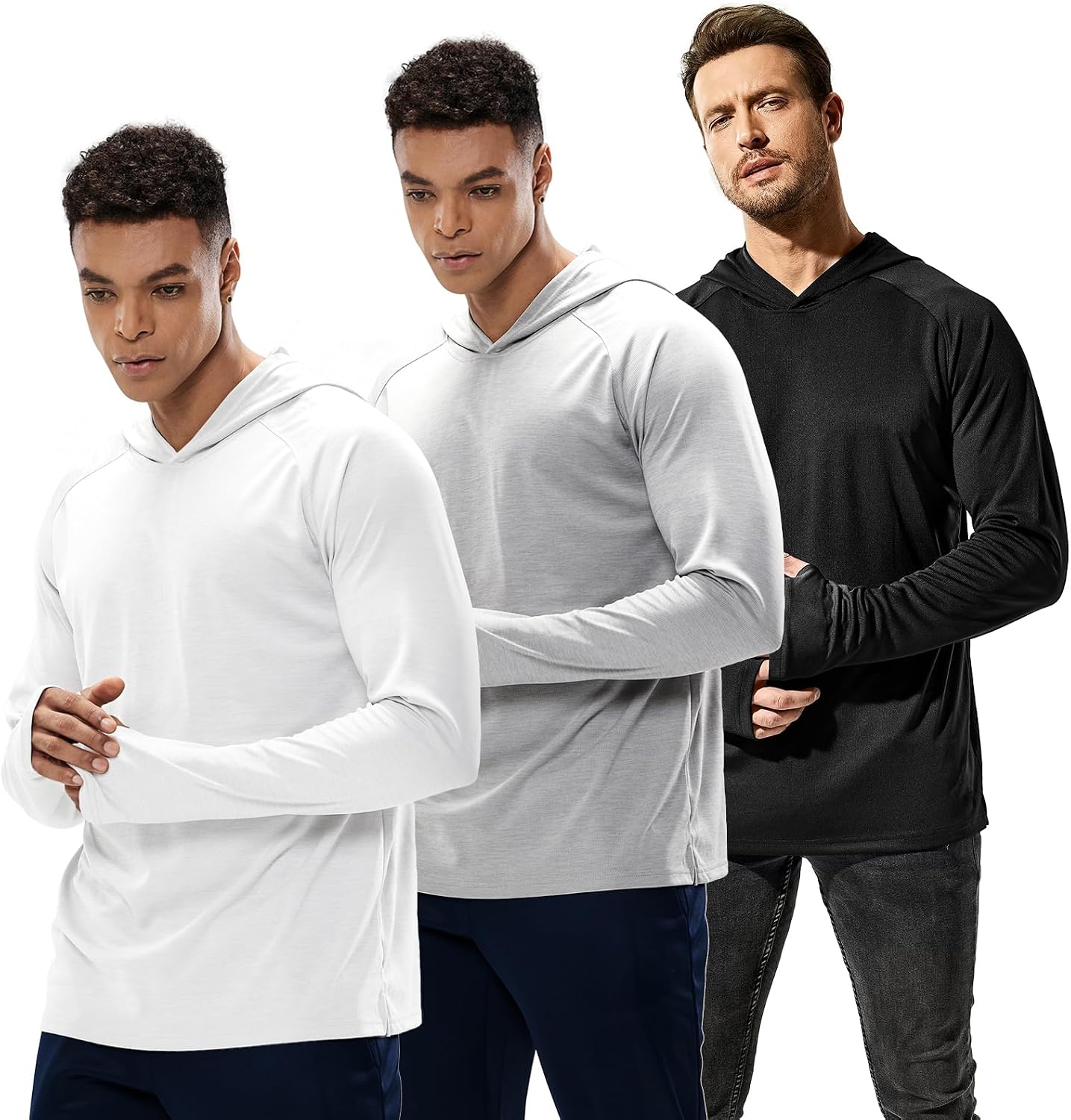 MIER Men's UPF 50+ Sun Hoodie Quick Dry Long Sleeve Shirts, Lightweight