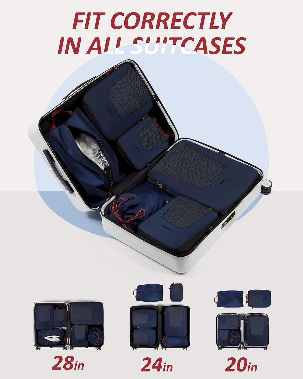 BAGSMART Compression Packing Cubes for Travel, 6/5/4set Lightweight Packing Organizers, Summer Travel Essentials Suitcase Organizer Bags Set