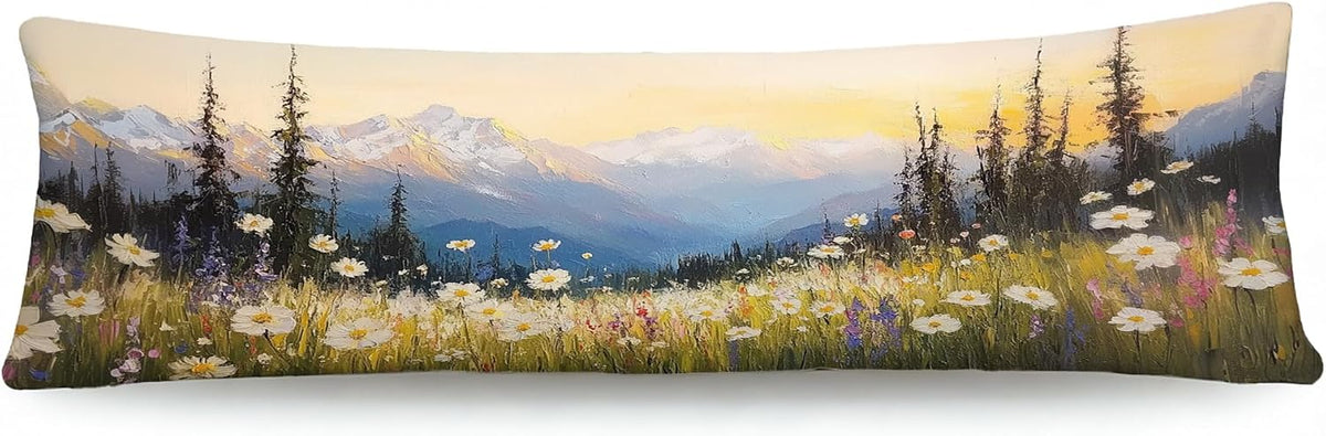 Dark Moody Forest Campfire Camping 20x54 Body Pillow Cover, Camping Decor for Camper, Rustic Pine Tree Night Bonfire Long Body Pillowcase with Zipper for Bed Couch