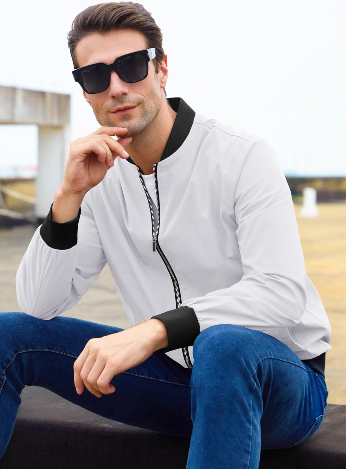 MAGCOMSEN Men's Bomber Jacket Lightweight Full Zip Windbreaker Jackets