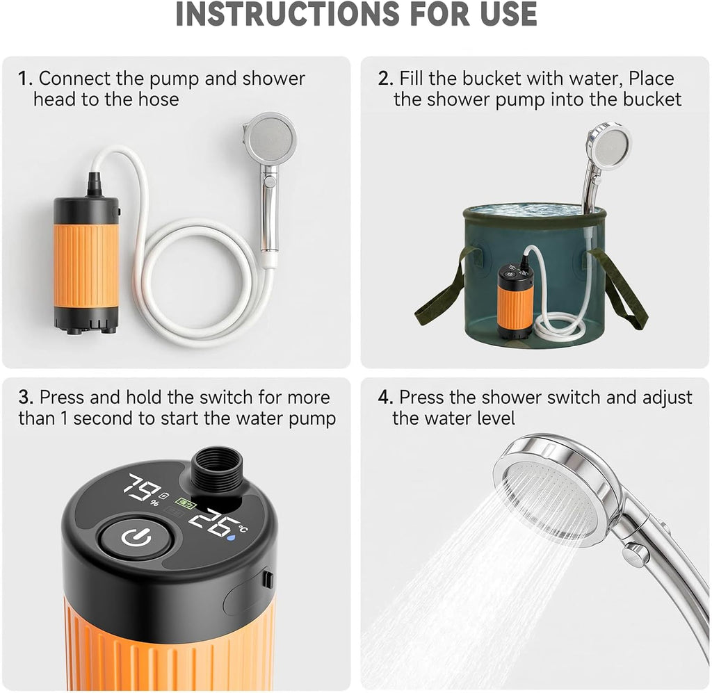 Portable Camping Shower Kit, Perfect for Camping, Hiking & Car Trips
