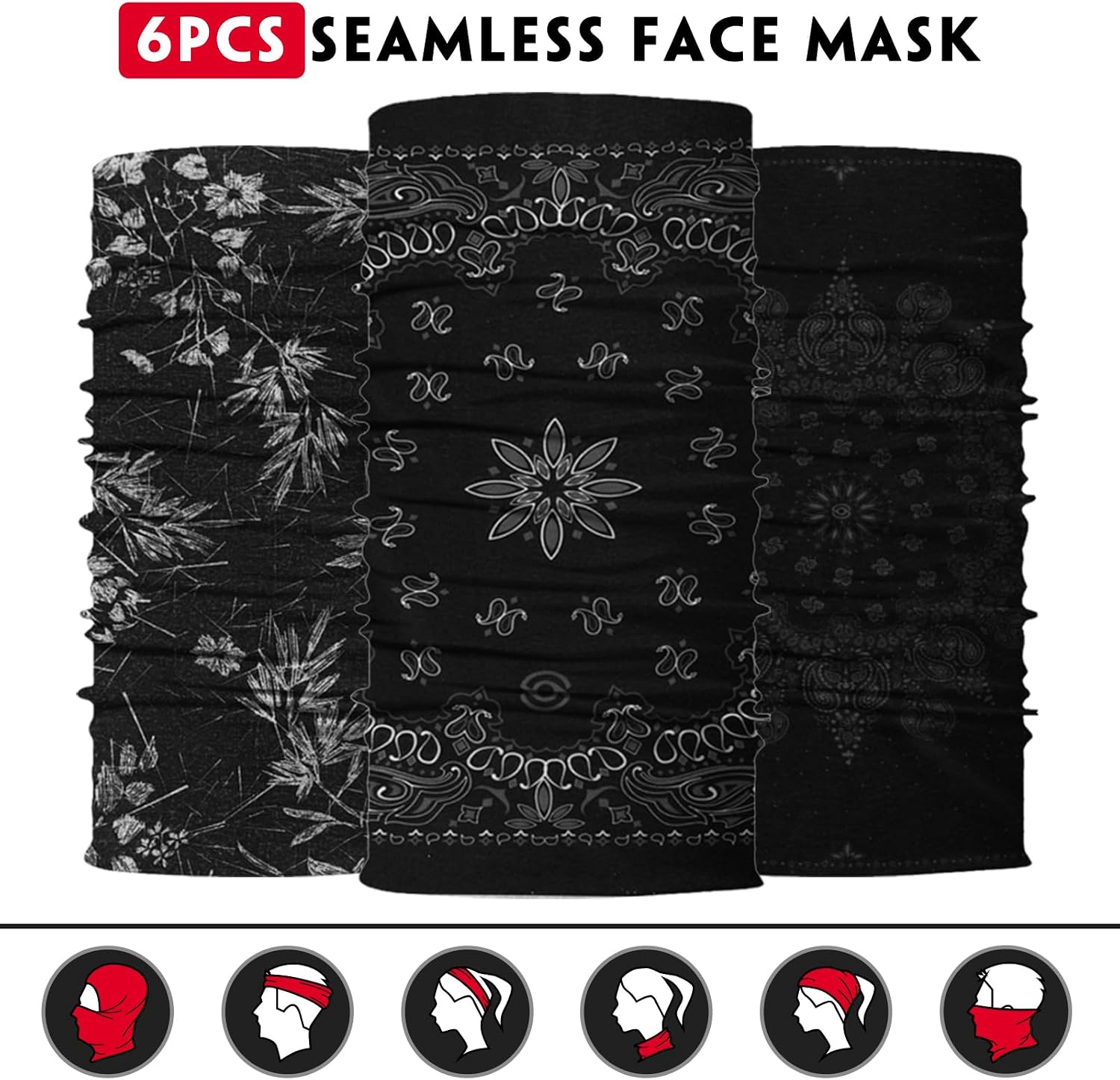 Neck Gaiter for Men Women Headwear Bandana Head Wrap Face Scarf Mask Cover Warmer Balaclava-Seamless & Versatile