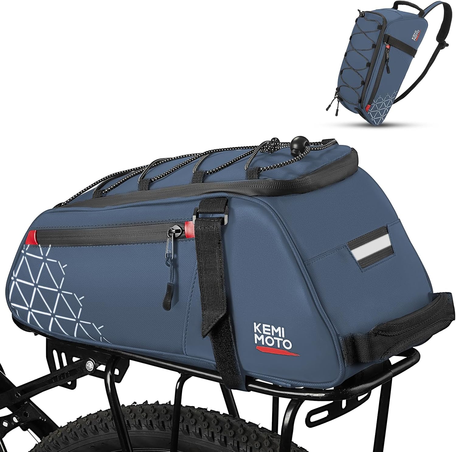 KEMIMOTO Rear Bike Rack Bag - 8L PVC Water Resistant Ebike Bags for Bicycle