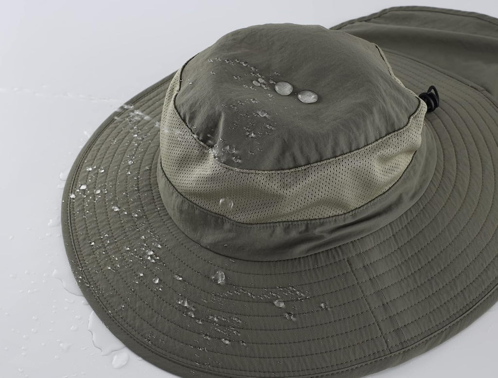 Home Prefer Outdoor UPF50+ Mesh Sun Hat Wide Brim Fishing Hat with Neck Flap Sun Hat for Men Women