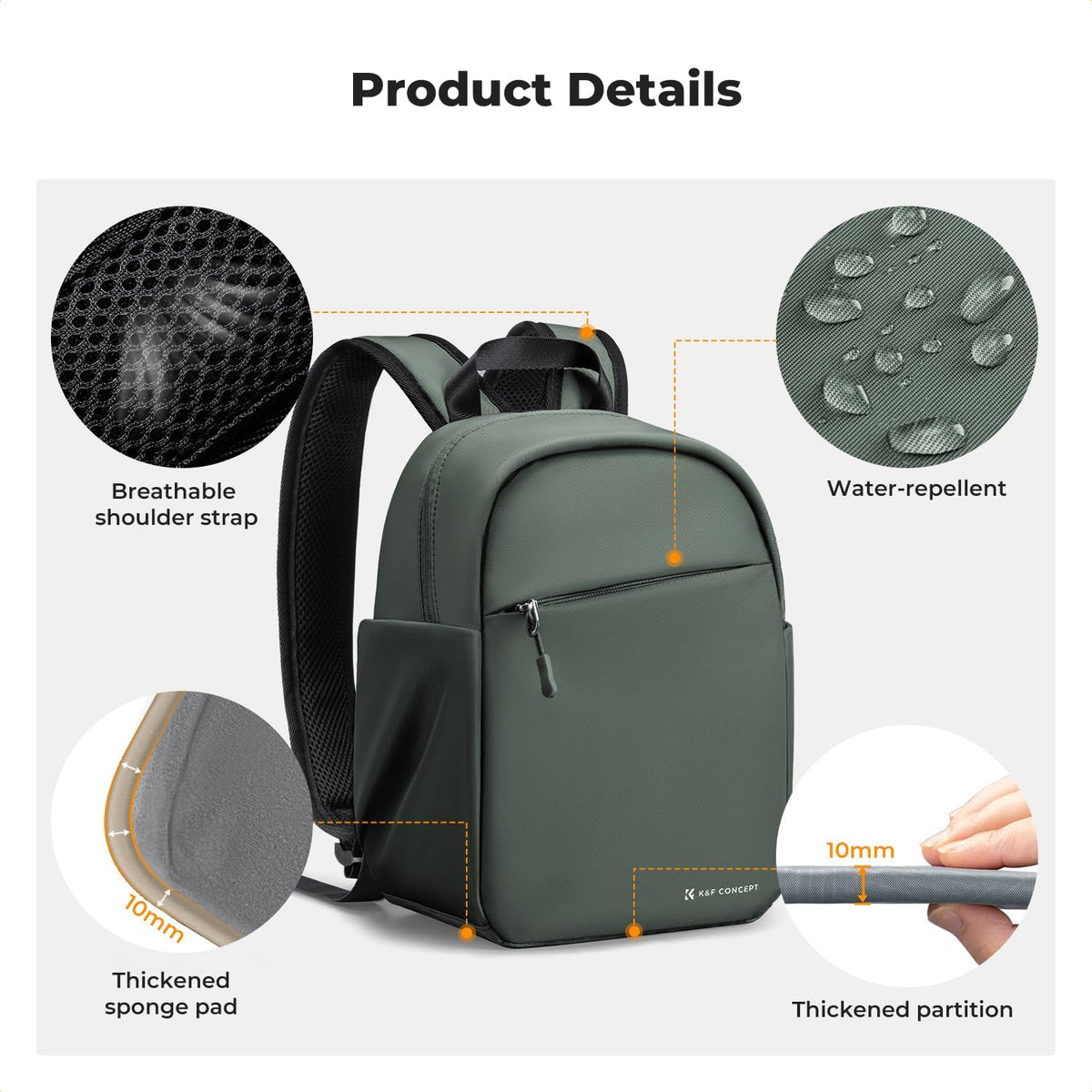 K&F CONCEPT Camera Backpack, Lightweight Compact Camera Bag 5L