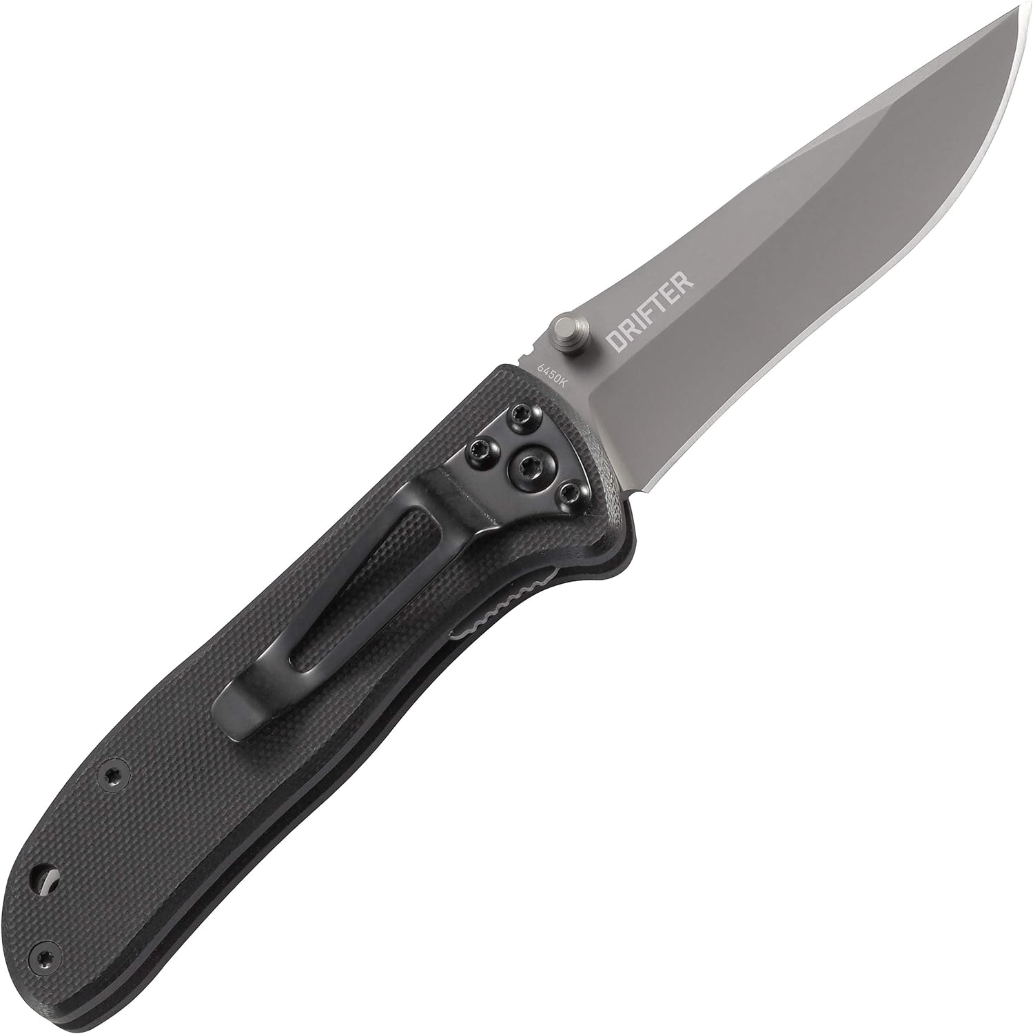 CRKT Drifter Everyday Carry EDC Pocket Folding Knife with Liner Lock: Stainless Steel Plain Edge Blade, G10 Handle, Pocket Clip, 6450K