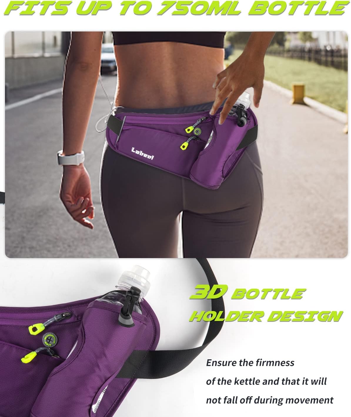 Labeol Running Belt, Waterproof Hydration Belt with Water Bottle Holder