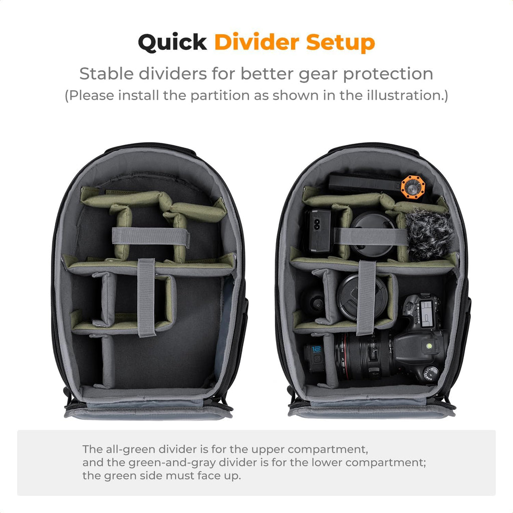 K&F CONCEPT Camera Backpack, Compact Camera Bag Case for Photographers