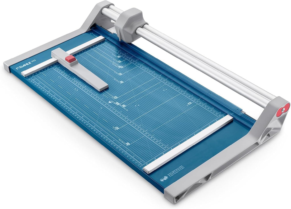 Dahle 550 Professional Rotary Trimmer, 14" Cut Length, 20 Sheet Capacity, Self-Sharpening, Dual Guide Bar, Automatic Clamp, German Engineered Paper Cutter