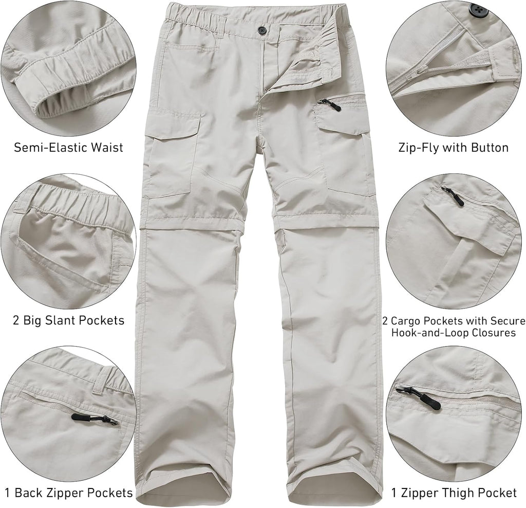 mixtiq Mens Hiking Convertible Pants Water-Resistant Quick Dry Pants
