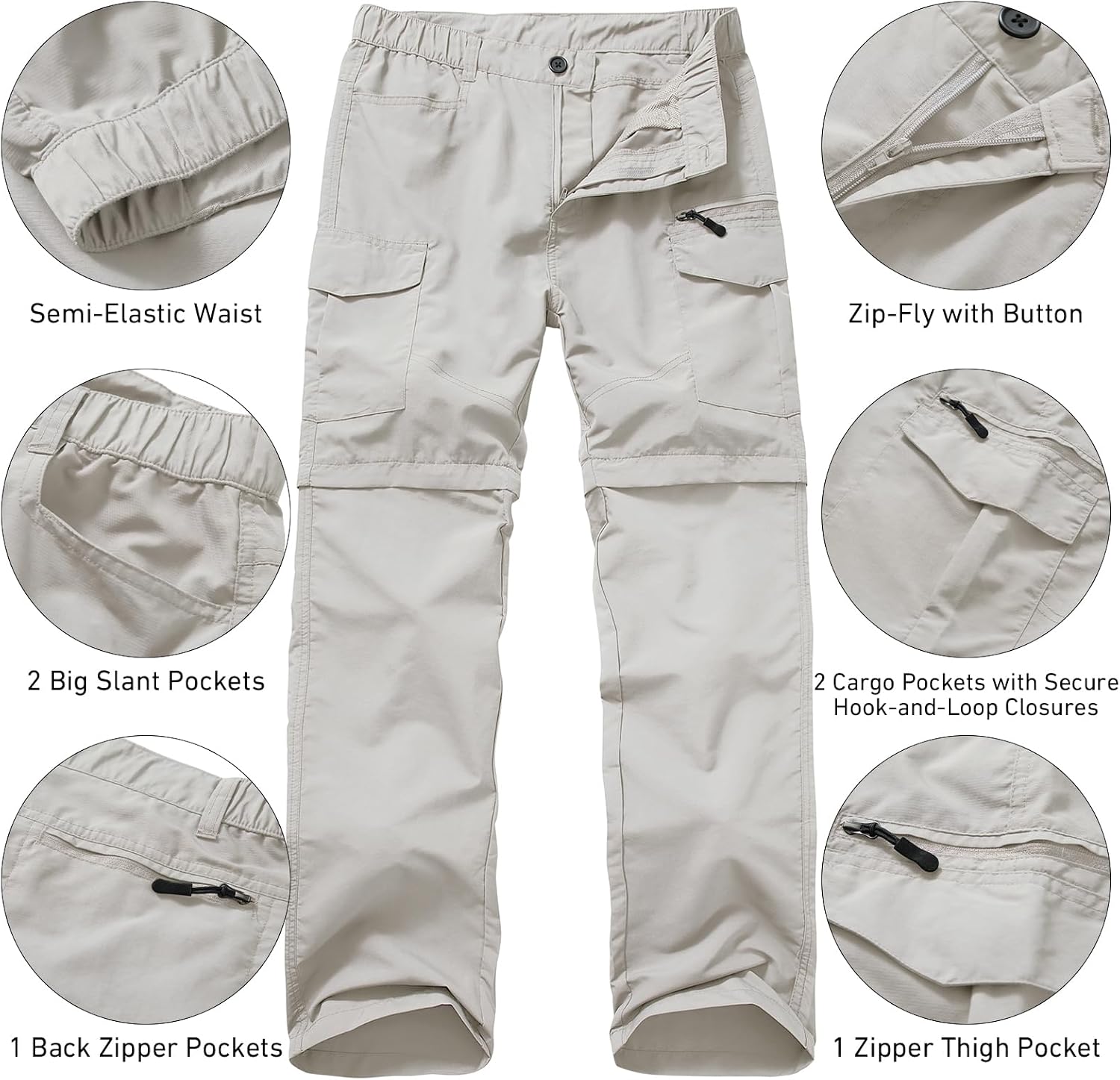mixtiq Mens Hiking Convertible Pants Water-Resistant Quick Dry Pants