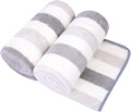 JML Microfiber Bath Towels, 30" x 60", Cabana Stripe Grey, Set of 2