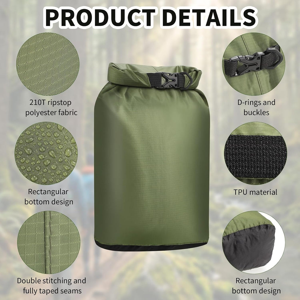 Dry Bag Waterproof 3 Pack Lightweight Outdoor Dry Sack, 6L&10L&20L, 3Colors