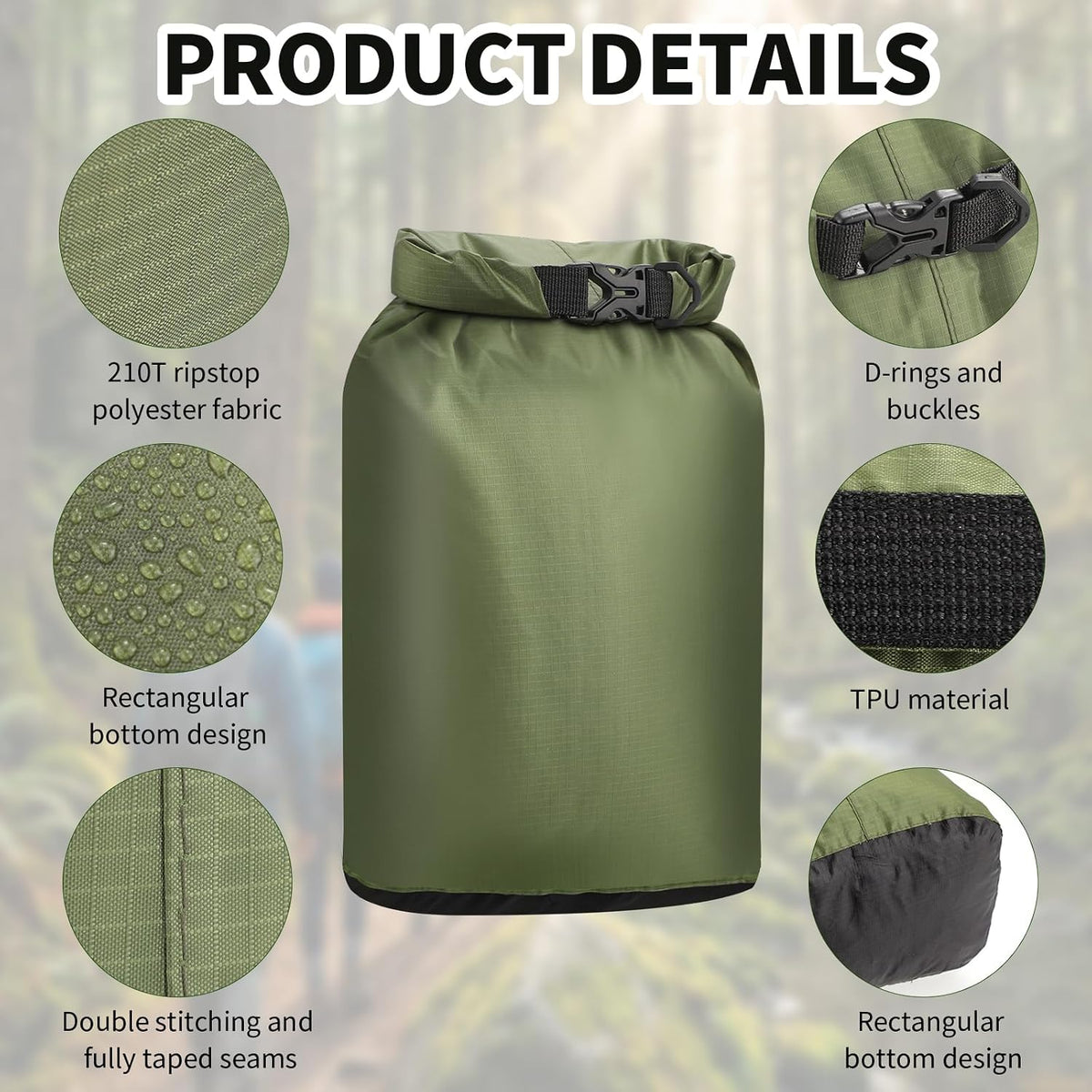 Dry Bag Waterproof 3 Pack Lightweight Outdoor Dry Sack, 6L&10L&20L, 3Colors