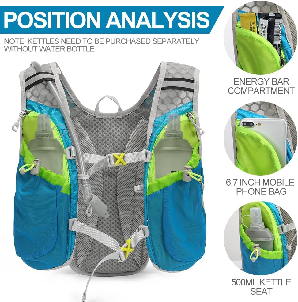 Hydration Pack Backpack, IX INOXTO Running Hydration Vest with 1.5L ( 50 oz) Water Bladder for Men Women, Lightweight Water Backpack for Hiking Cycling Climbing Camping