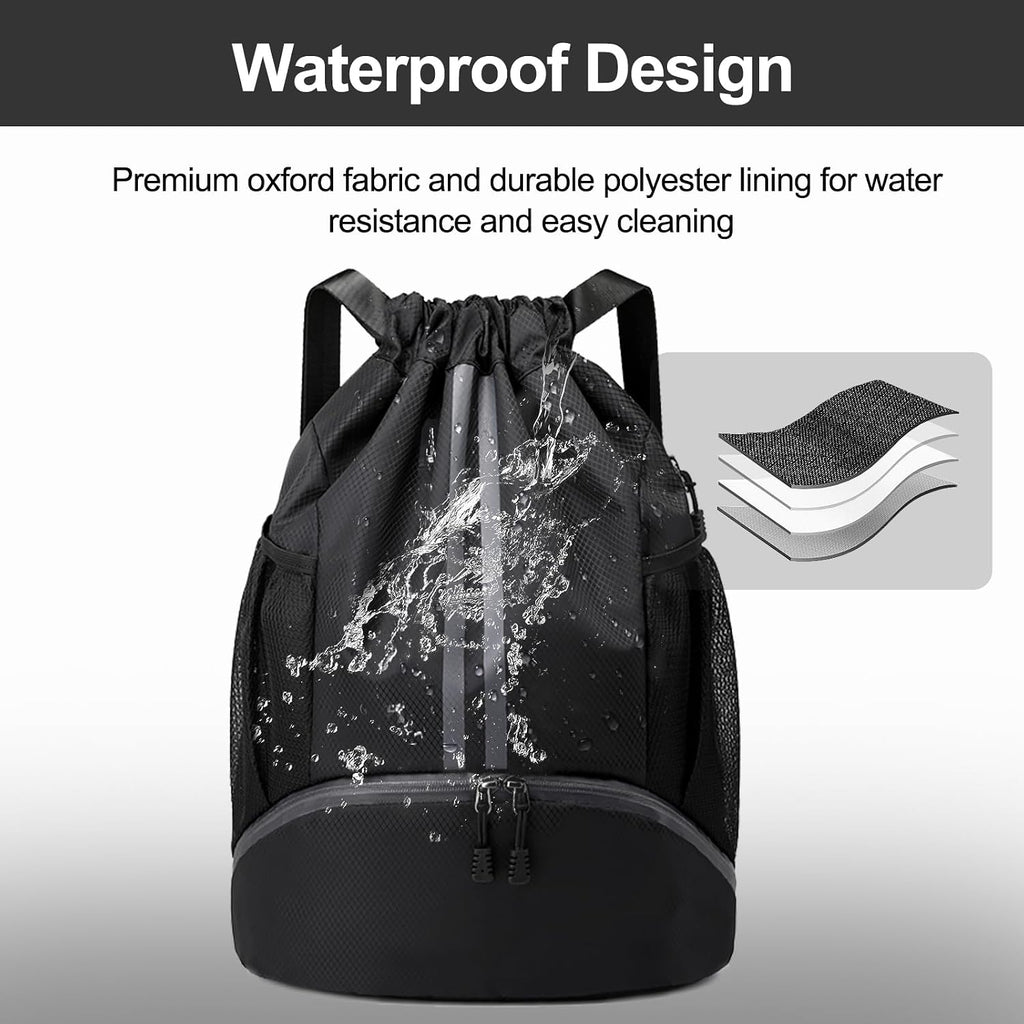 Hoedia Sports Drawstring Backpack - Swim Gym Bag for Women and Men