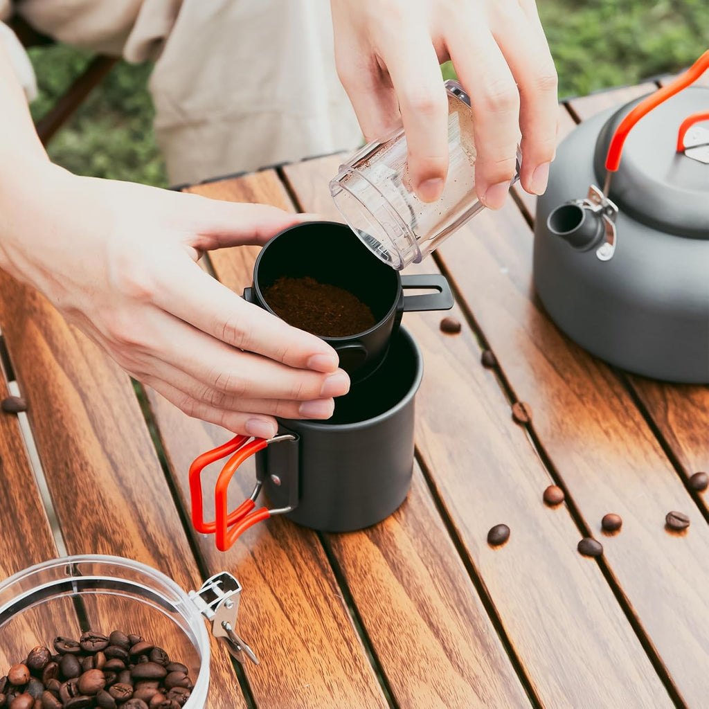 Odoland 1.2L Camping Coffee Pot Camp Coffee Makers, Mug and Coffee Filter