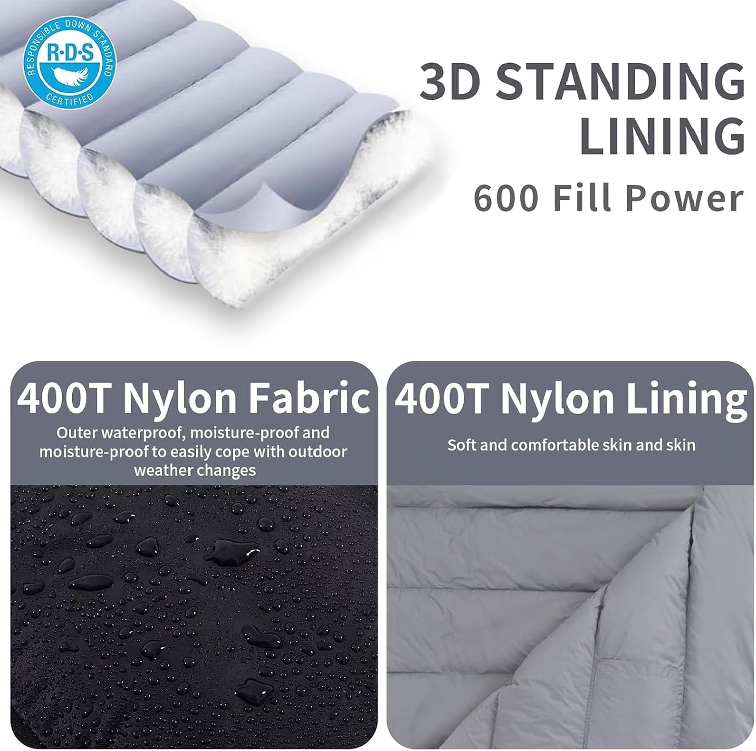 Down Sleeping Bag for Adults, 600FP Cold Warm Weather Backpacking