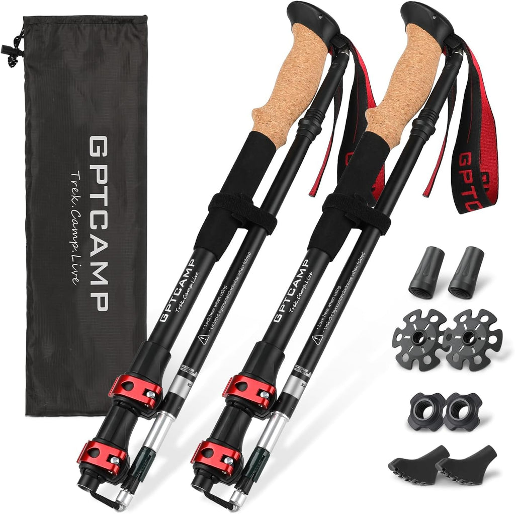 GPTCAMP Collapsible Hiking Trekking Poles with Cork EVA Grips